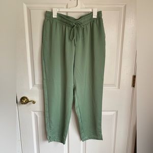 Satin green flowy ankle length pants perfect for summer